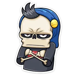 😑 kerangka, kartun, emo, tengkorak, tulang, karakter, stiker whatsapp sticker