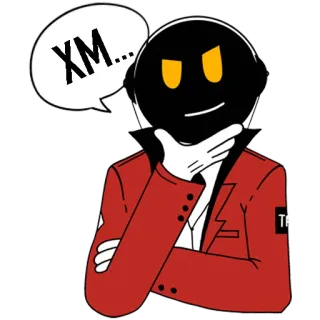 🤔 XM... kartun, karakter, berpikir, gelembung ucapan, jaket merah telegram sticker