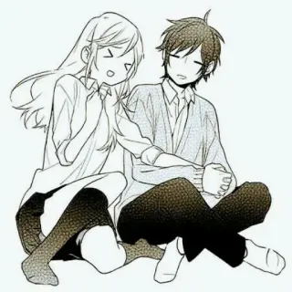 🖤 Anime, Paar, Sitzend, Niedlich, Manga telegram sticker