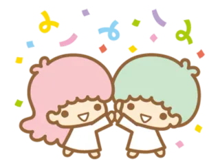 🎉 Little Twin Stars kiki, lala, kawaii, sanrio, fofo, twin stars, confete telegram sticker