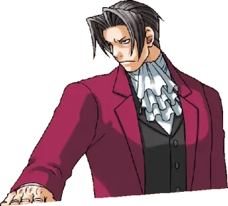 ✋ Miles Edgeworth Ace Attorney アニメ, ゲーム, キャラクター, 真剣, 自信 telegram sticker