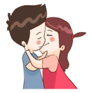 💑 Amour, Dessin animé, Couple, Romantique, Mignon, Câlin, Baiser telegram sticker