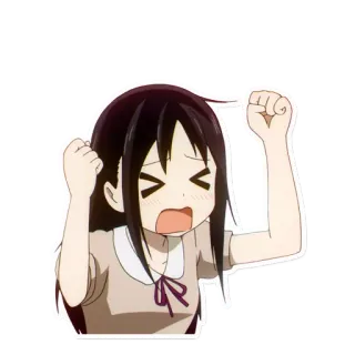 😫 anime, chica, emocionada, celebración, alegre, manga, dibujos animados whatsapp sticker