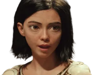 😦 Alita Alita: Battle Angel Ficção científica, Cyberpunk, Mangá, Robô, Personagem, Rosto, Alita whatsapp sticker