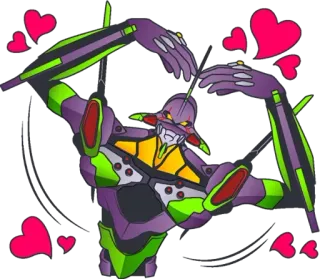 🤖 anime, robot, cartoon, hearts, sticker, animated telegram sticker