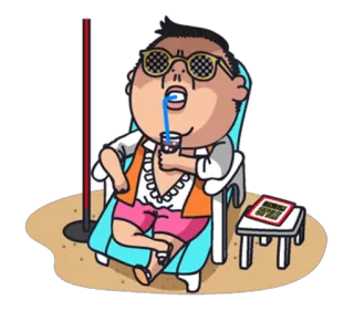 🍹 vacaciones, playa, relajado, bebiendo, verano, ocio whatsapp sticker