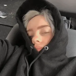 🌊 Billie Eilish piosenkarz, muzyk, Billie Eilish, portret, bluza z kapturem telegram sticker