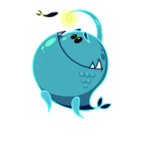 😁 Anglerfisch, Fisch, Cartoon, Meeresbewohner, Ozean, Tier, süß whatsapp sticker