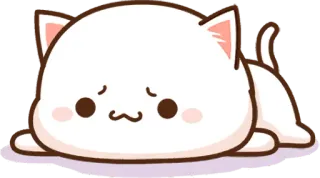 😕 gato, lindo, triste, blanco, acostado whatsapp sticker
