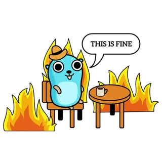 🔥 THIS IS FINE 火, 大丈夫, ミーム, GO, golang, プログラミング telegram sticker