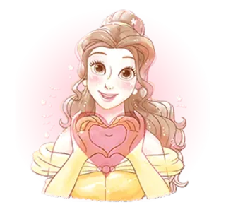 🙂 Belle Beauty and the Beast Belle, Disney Princess, heart hands, cartoon, Beauty and the Beast, princess telegram sticker