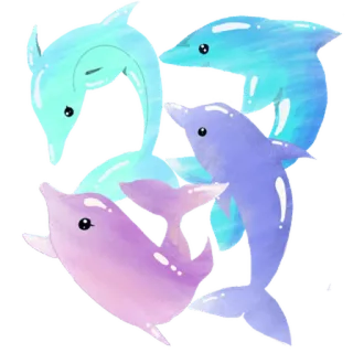 🐬 dolfijn, dier, oceaan, schattig, aquarel, zeeleven whatsapp sticker