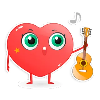 🎼 Herz, Musik, Gitarre, Cartoon, süß, animiertes Herz telegram sticker