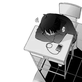 🪁 อนิเมะ, นักเรียน, การนอน, โต๊ะทำงาน, หูฟัง, เพลง telegram sticker