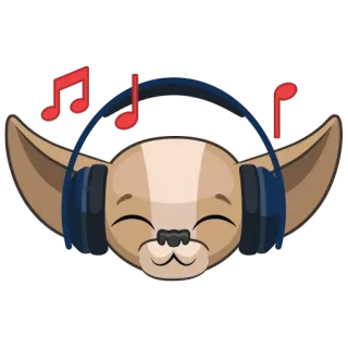 😎 chihuahua, cachorro, música, fones de ouvido, ouvindo, fofo, animal, animal de estimação whatsapp sticker
