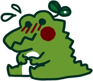 👉 aligator, kartun, imut, hijau, kawaii, malu telegram sticker