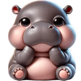 🫥 hipopótamo, fofo, animal, desenho animado, adesivo telegram sticker