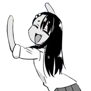 💃 Nagatoro Don't Toy with Me, Miss Nagatoro Anime, Manga, Nagatoro, Feliz, Dibujos animados, Blanco y negro telegram sticker