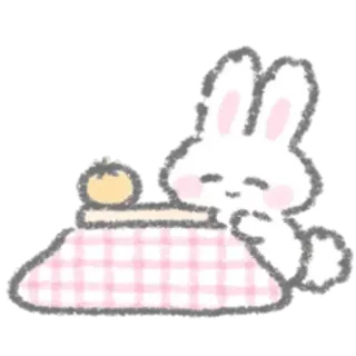 🤍 lapin, animal, mignon, kawaii, dessin animé, table, fruit telegram sticker