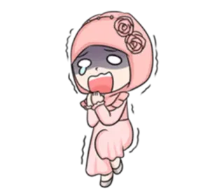 😨 Kreskówka, Emocje, Smutny, Dziewczyna, Postać, Muzułmanin telegram sticker