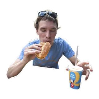 🍔 eten, eten, burger, drankje, persoon, snack telegram sticker