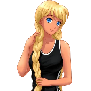 😏 Anime, Dziewczyna, Blondynka, Warkocz, Kreskówka, Postać, Kobieta telegram sticker
