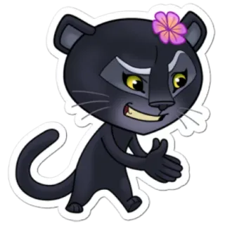 💢 kartun, macan kumbang, hewan, bunga, imut telegram sticker