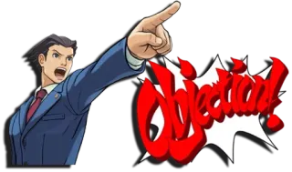 👉 Phoenix Wright Ace Attorney Objection! Ace Attorney, Phoenix Wright, Obiezione, Videogioco, Avvocato, Indicare telegram sticker
