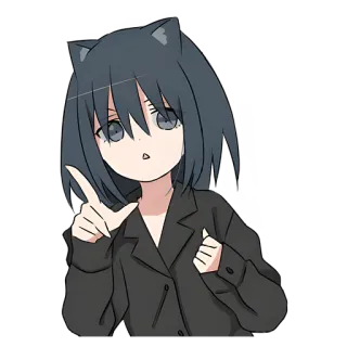 ☝ anime, tai mèo, manga, hoạt hình, nhân vật, cô gái, chỉ telegram sticker