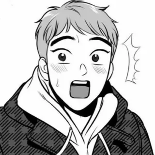 ☁️ anime, manga, cartoon, excited, black and white telegram sticker