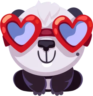 😍 panda, óculos de coração, fofo, animal, kawaii, adesivo, desenho animado telegram sticker