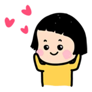 👧 heart, love, happy, cartoon, cheerful, cute, person telegram sticker