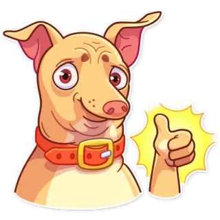 👍 Hund, Daumen hoch, Zustimmung, Cartoon, Tier, Geste whatsapp sticker