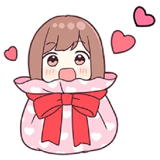 🎁 Anime, Meisje, Leuk, Harten, Liefde, Cartoon telegram sticker