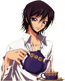 ☕️ Lelouch Lamperouge Code Geass Anime, Personnage, Lelouch, Code Geass, Thé, Théière whatsapp sticker