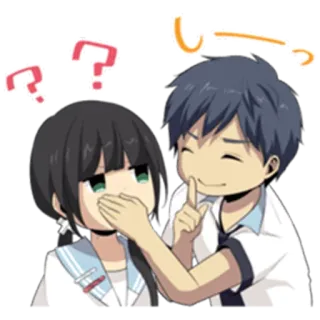 🙊 Anime, Paar, Cartoon, Psst, Fragezeichen, Überraschung telegram sticker