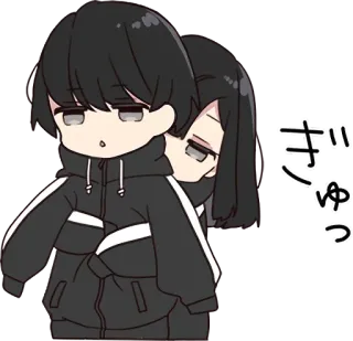 👣 ぎゅっ 애니메이션, 만화, 포옹, 귀여운, 커플, 일본 telegram sticker