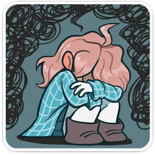 😭 tristezza, depressione, solitudine, ansia, salute mentale, cartone animato, illustrazione telegram sticker