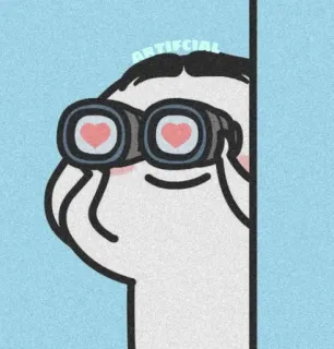 ⛅ ARTIFICIAL cartoon, binoculars, heart, peeking, watching, cute telegram sticker