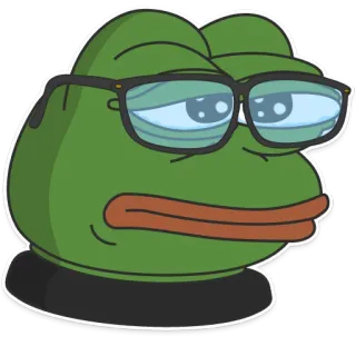 😢 Pepe the Frog meme, frog, internet, glasses, sad telegram sticker