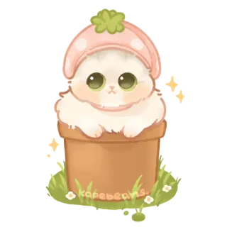 🥺 kapebeans. kucing, jamur, tanaman, lucu, kawaii, hewan, stiker whatsapp sticker