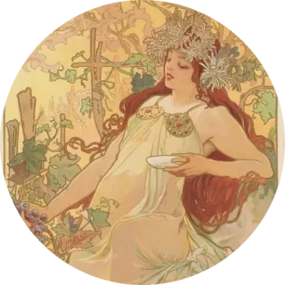 🌺 Jugendstil, Frau, Trauben, Gemälde, Kunstwerk, Vintage, Illustration telegram sticker