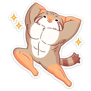 💪 gato, músculo, dibujos animados, lindo, animal, ilustración telegram sticker