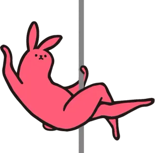 😀 Hase, Tier, Rosa, Cartoon, Pole Dance, Lustig whatsapp sticker
