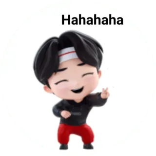 😂 Hahahaha การ์ตูน, น่ารัก, มีความสุข, เด็กผู้ชาย, สัญลักษณ์สันติภาพ, ฮ่า ๆ telegram sticker