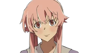 ☺️ Yuno Gasai Mirai Nikki Anime, Yandere, Meisje, Roze haar whatsapp sticker
