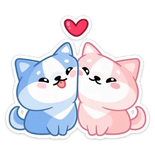 ❤️ кавай, милый, щенок, собаки, любовь, сердце, мультфильм telegram sticker