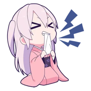 😣 Anime, Chibi, Chorando, Triste, Lenço telegram sticker