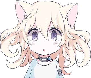 😳 anime, cat girl, manga, kawaii, cute, chibi, fanart telegram sticker