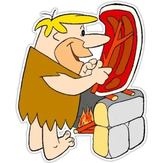 🍖 Fred Flintstone The Flintstones cartoon, Fred Flintstone, The Flintstones, character, cooking, meat telegram sticker